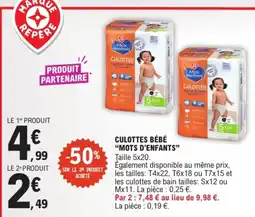 E.Leclerc Drive Mots d'enfants Culottes Bébé offre