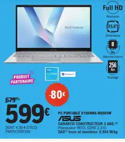 E.Leclerc Drive ASUS PC PORTABLE X1504MA-BQ585W offre
