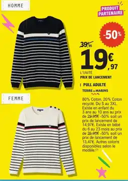 E.Leclerc Drive Terre de marins pull adulte offre