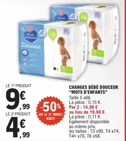 E.Leclerc Express Mots d'enfants Changes Bébé Douceur offre