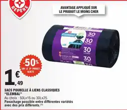 E.Leclerc Express Elembal Sacs poubelle à liens classiques offre