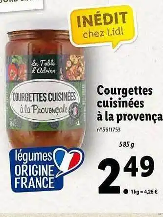 Lidl Courgettes Cuisinées à La Provença La Table D'adrien offre