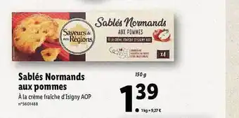 Lidl Sablés Normands Aux Pommes Saveurs De Nos Régions offre