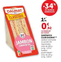U Express DAUNAT SANDWICH CLUB offre