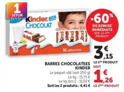 Hyper U Kinder Barres chocolatées offre