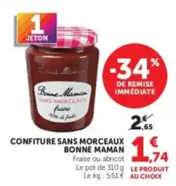 Hyper U Bonne Maman CONFITURE SANS MORCEAUX offre