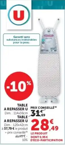 Hyper U U Table à repasser offre