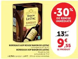 Hyper U BARON DE LESTAC BORDEAUX AOP ROUGE offre