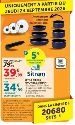 Hyper U Sitram SET 10 PIECES AMOVIBLE offre