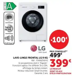 Hyper U LG LAVE-LINGE FRONTAL 9 KG offre