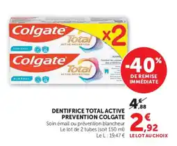Super U Colgate Dentifrice Total Active Prevention offre