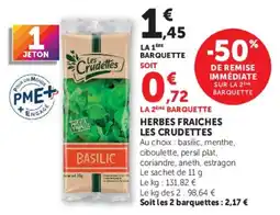 Super U Les Crudettes Herbes fraiches offre
