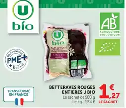 Super U U bio Betteraves rouges entières offre