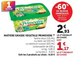 Super U Primevère Matière Grasse Végétale offre