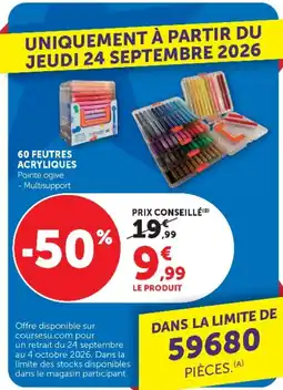 Super U 60 feutres acryliques offre