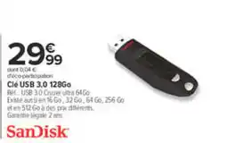 Carrefour SanDisk Clé USB 3.0 128Go offre