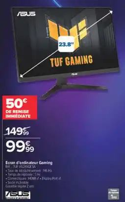 Carrefour Asus ecran d'ordinateur gaming offre