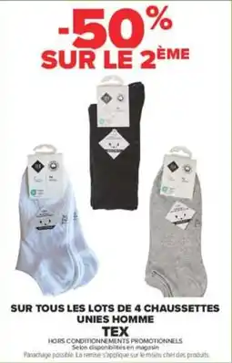 Carrefour Tex chaussettes unies homme offre