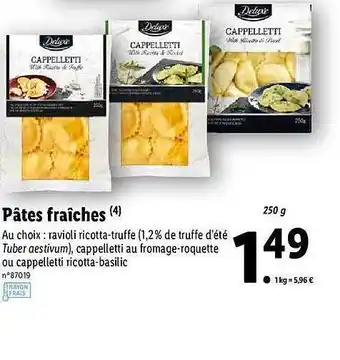 Lidl Pâtes Fraîches Deluxe offre