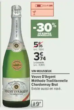 Carrefour Veuve D'Argent Vin mousseux offre