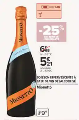 Carrefour Mionetto BOISSON EFFERVESCENTE À BASE DE VIN DÉSALCOOLISÉ offre