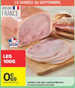 Carrefour Le Porc Français Jambon cuit avec couenne Navarre offre