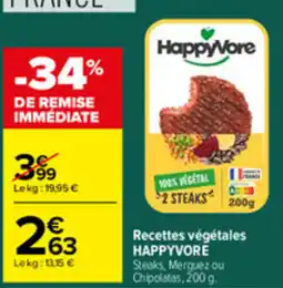Carrefour HappyVore Recettes végétales offre