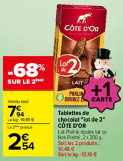Carrefour CÔTE D'OR Tablettes de chocolat offre