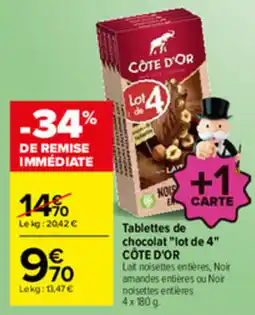 Carrefour CÔTE D'OR Tablettes de chocolat offre