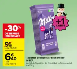 Carrefour MILKA Tablettes de chocolat offre