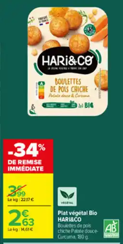 Carrefour HARi&CO Boulettes de pois chiche offre