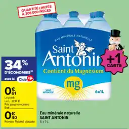 Carrefour Saint Antonin Eau minérale naturelle offre