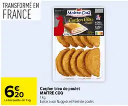 Carrefour MAÎTRE COQ Cordon bleu de poulet offre