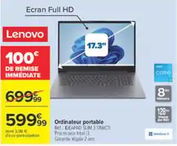 Carrefour Lenovo Ordinateur portable offre