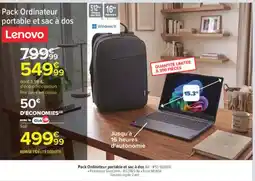 Carrefour Lenovo Pack Ordinateur portable et sac à dos offre