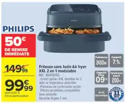 Carrefour PHILIPS Friteuse sans huile Air fryer XXL 2 en 1 modulable offre