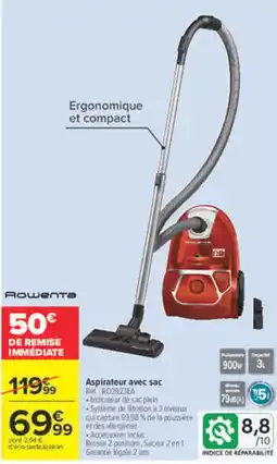Carrefour Rowenta Aspirateur avec sac offre