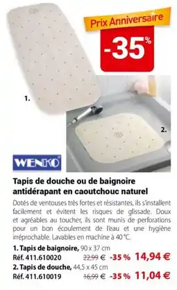 Mathon WENKO Tapis de douche ou de baignoire offre