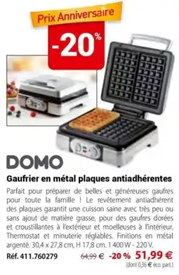 Mathon Domo gaufrier en métal plaques antiadhérentes offre