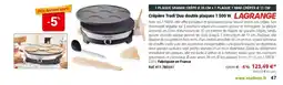 Mathon Larange crêpière tradi duo double plaques 1 500 W offre