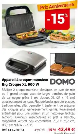 Mathon Domo appareil a coque-monsieur big croque XL 900W offre