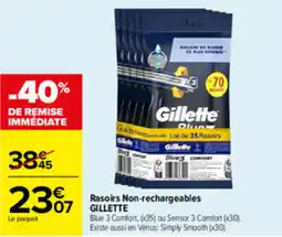 Carrefour Gillette Rasoirs Non-rechargeables offre