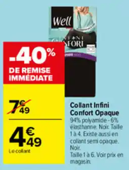 Carrefour Well Collant Infini Confort Opaque offre