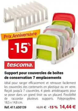 Mathon tescoma Support pour couvercles de boîtes de conservation offre