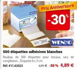 Mathon WENKO étiquettes adhésives blanches offre
