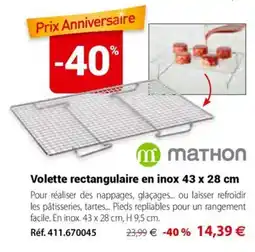 Mathon MATHON Volette rectangulaire en inox offre