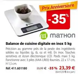 Mathon MATHON Balance de cuisine digitale en inox 5 kg offre