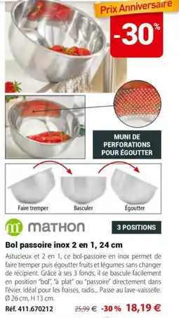 Mathon MATHON Bol passoire inox 2 en 1 offre
