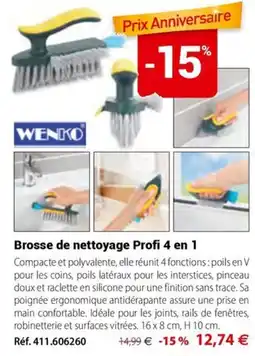 Mathon WENKO Brosse de nettoyage Profi 4 en 1 offre