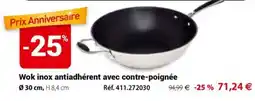 Mathon Wok inox antiadhérent avec contre-poignée offre